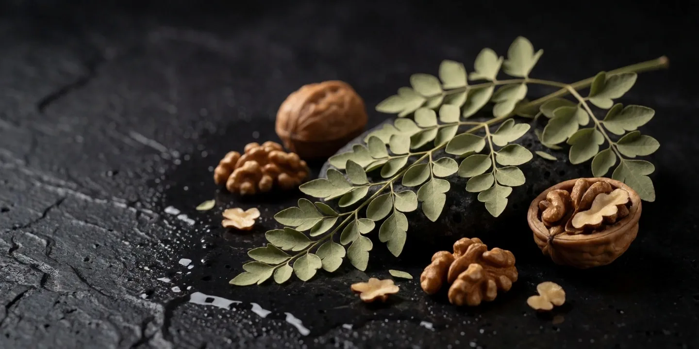 Botanical sources of omega-3 on dark stone