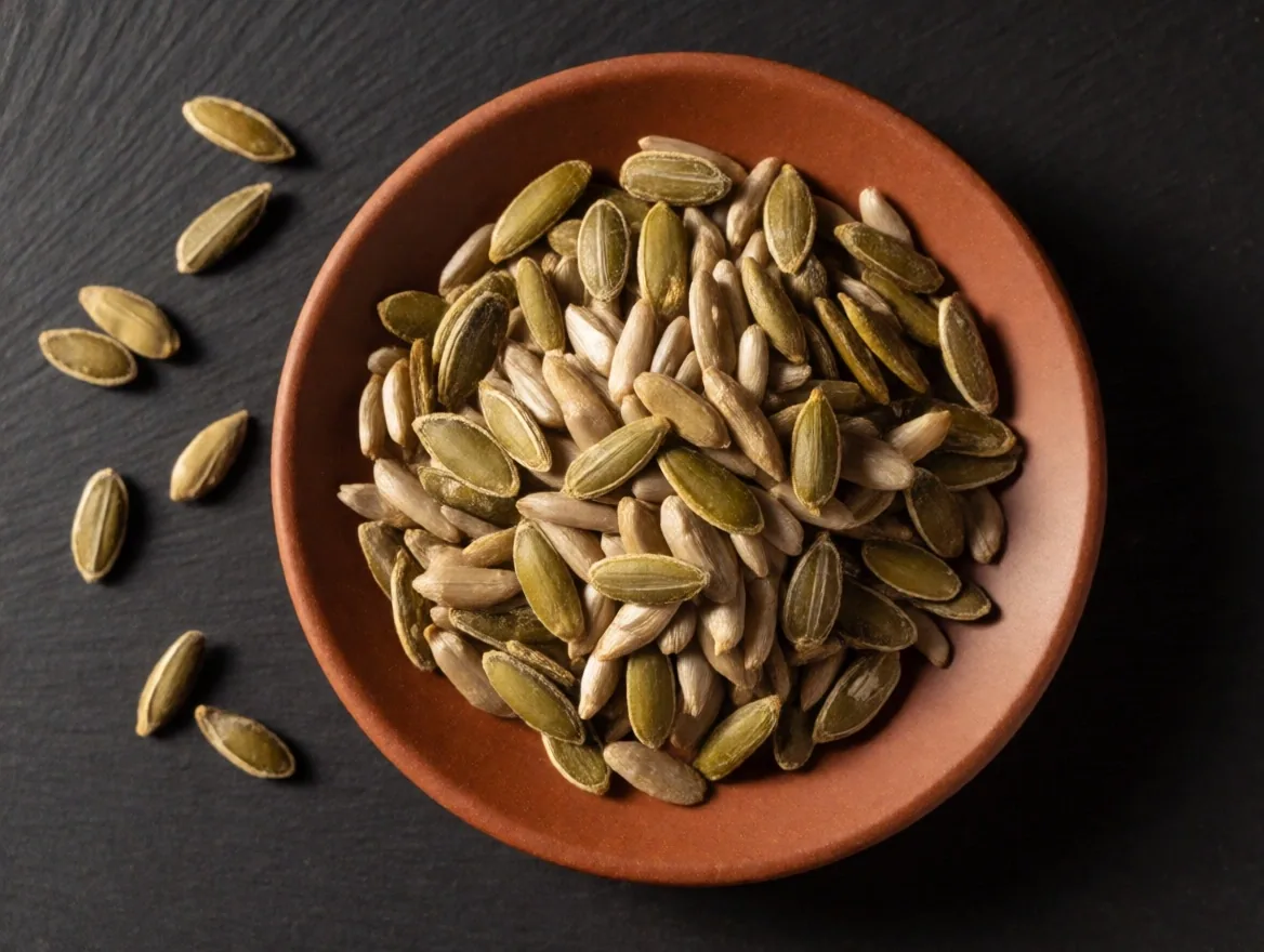 Zinc-rich seeds in a ceramic dish