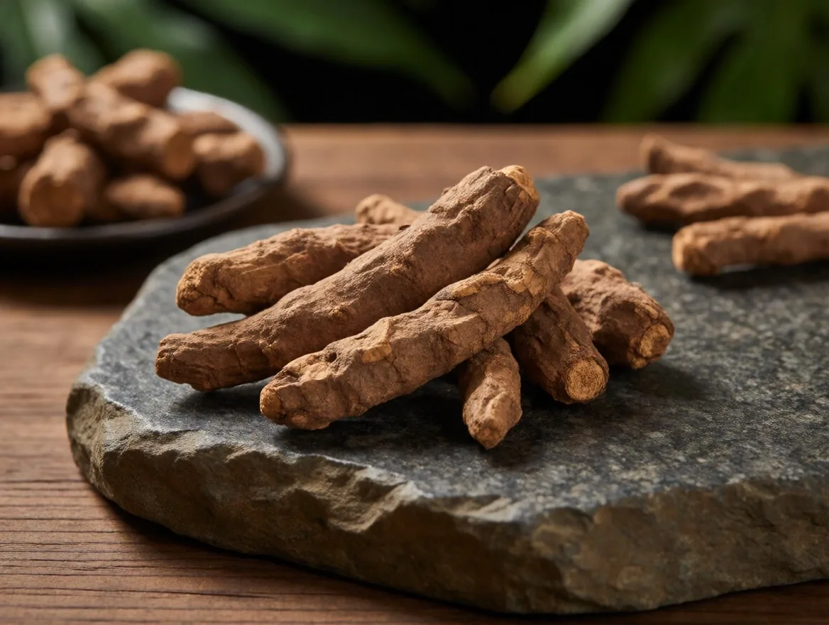 Tongkat ali root on weighing tray